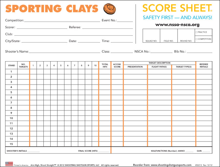 SportingClays ScoreSheet aF