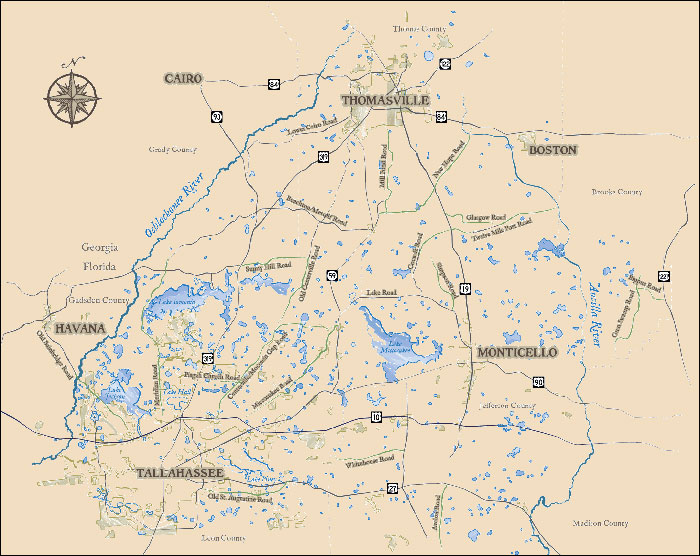 Where Quail is King, the Untold Story of Georgia’s African-American Dog Handlers 15 Red Hills map from redhillsregion