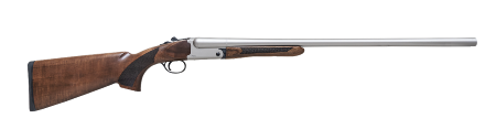 The new Pointer side by side shown with nickel-finished barrels and receiver.