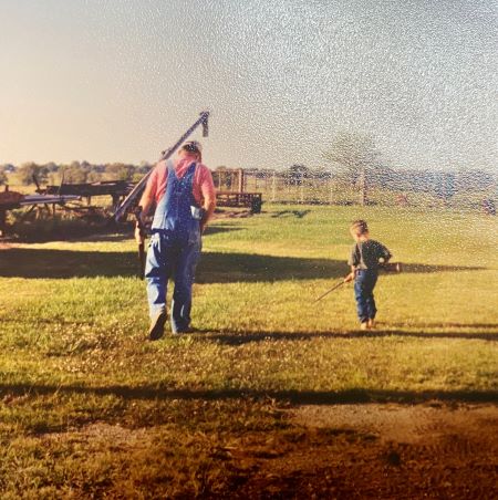 The author as a boy with his grandfather looking for doves.