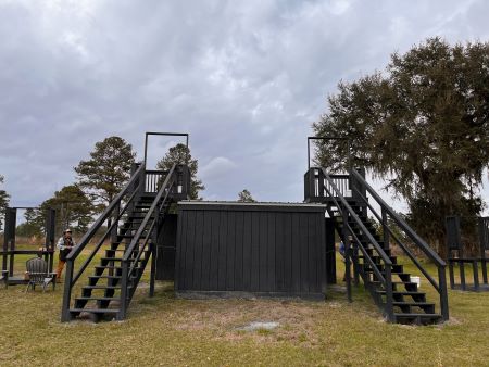 The raised platform where we shot clay target pieces as an exercise in improved focus.
