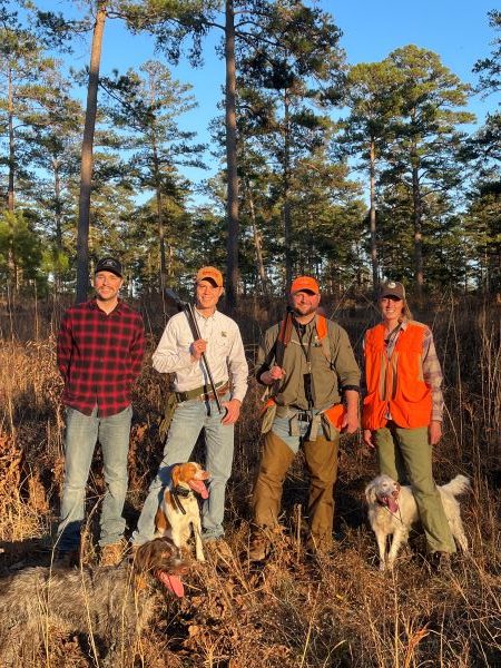 Bradley Kubecka (second from left) with colleagues in some prime quail habitat.