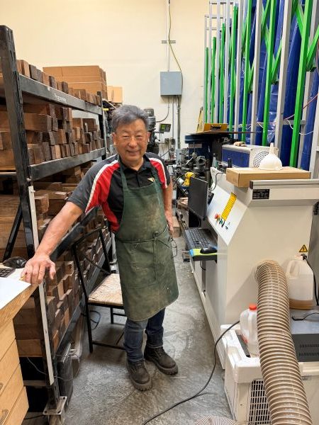 A Scientific Quest for Zero Recoil Leads a Physicist to Silicon Valley’s Grip+ 9 Sai Chang stands beside the digital laser engraver at the Grip+ facility in Hayward, California. In addition to adding custom markings, the laser is used to create the textured, non-slip gripping surface on each custom stock.